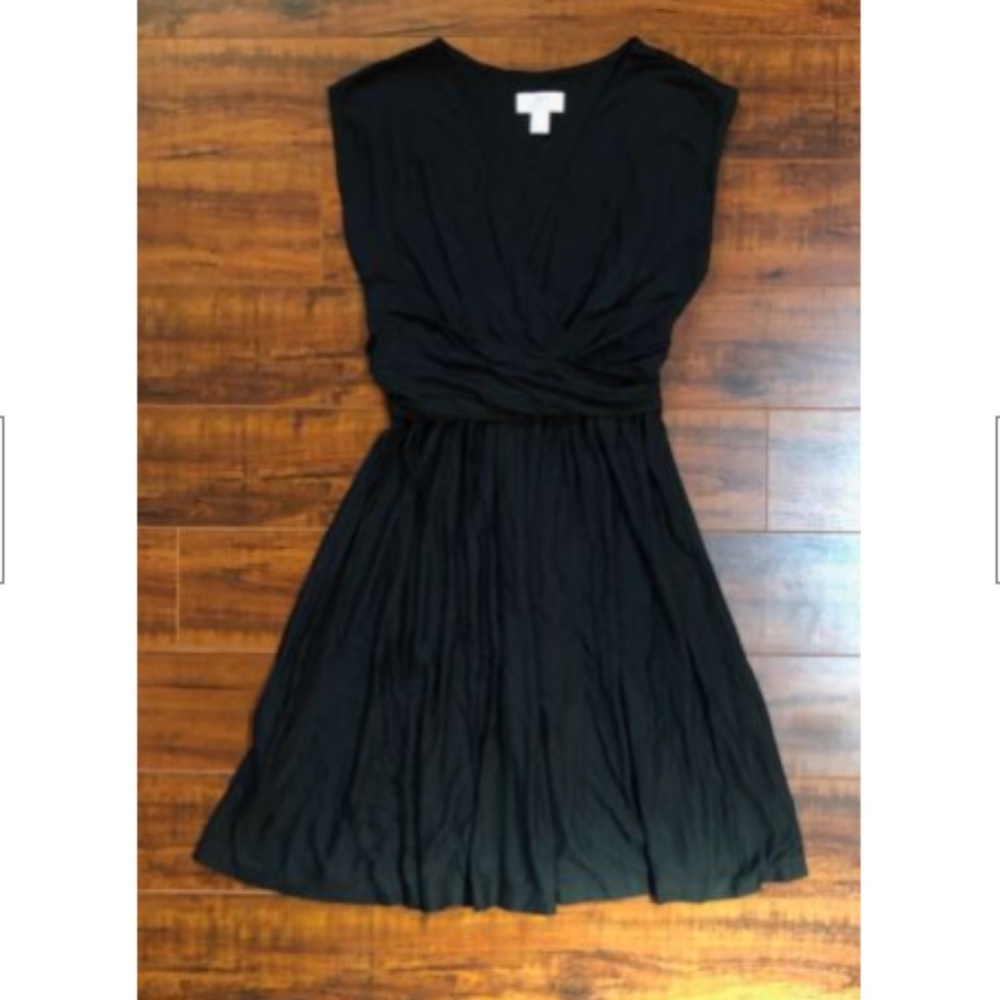 ANN TAYLOR LOFT Black Sleeveless Ruched Dress - Picture 10 of 13